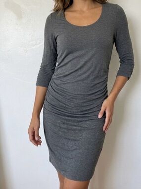 Scoop Neck Ruched Gray Sheath Dress